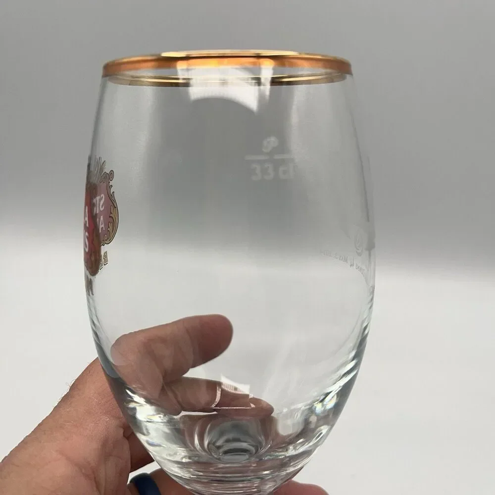 Stella Artois Belgium Beer Glass Chalice Cup 33 cl Gold Rimmed Stem 8